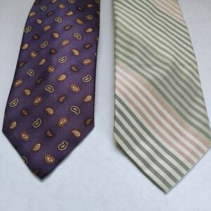 Paul Smith Set Of 2 Silk Men's Neckties Stripes And Paisley